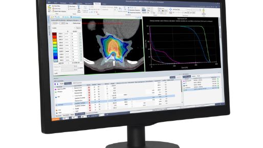 Angled monitor showing Monaco treatment plan screen