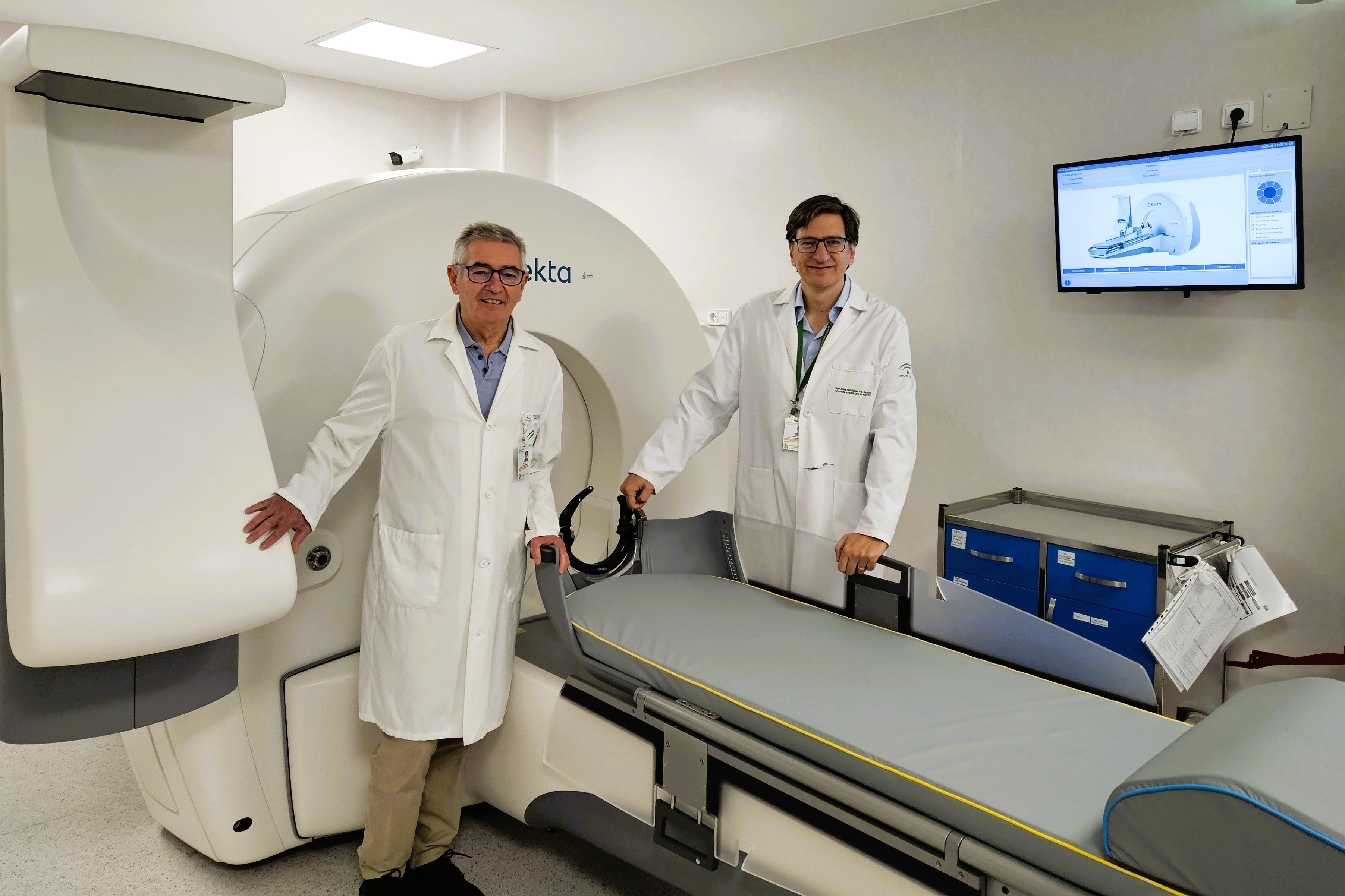 Clinicians at Hospital De Las Nieves Stood With Linear Accelerator